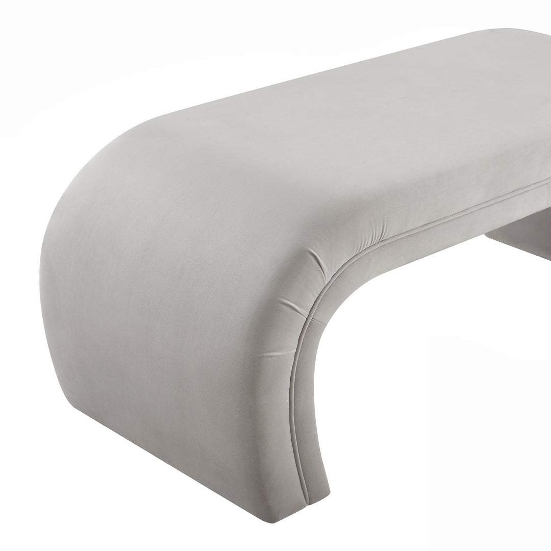 American Home Furniture | TOV Furniture - Kenya Light Grey Velvet Bench