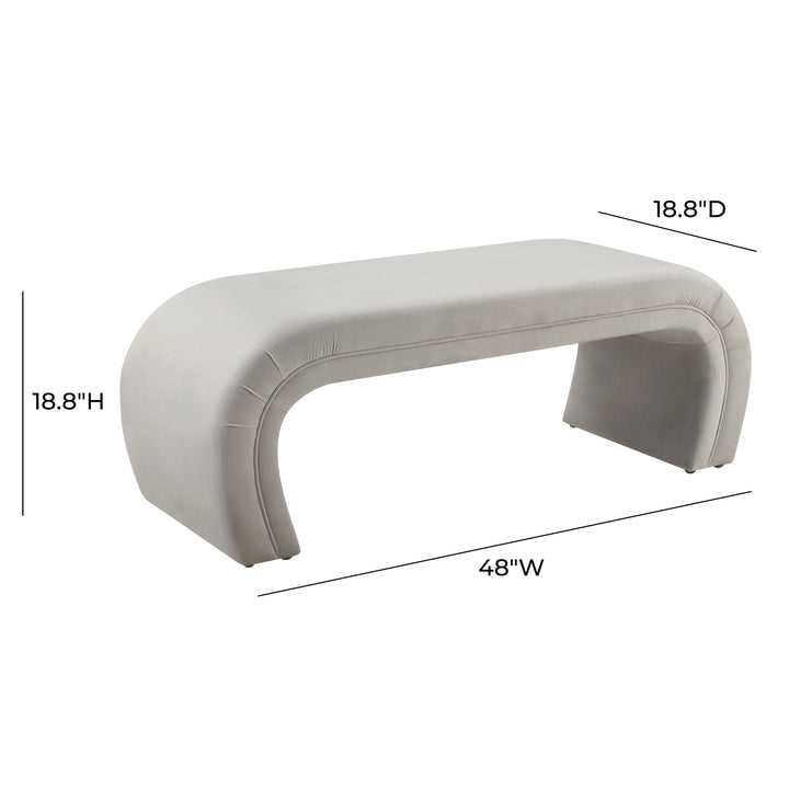 American Home Furniture | TOV Furniture - Kenya Light Grey Velvet Bench