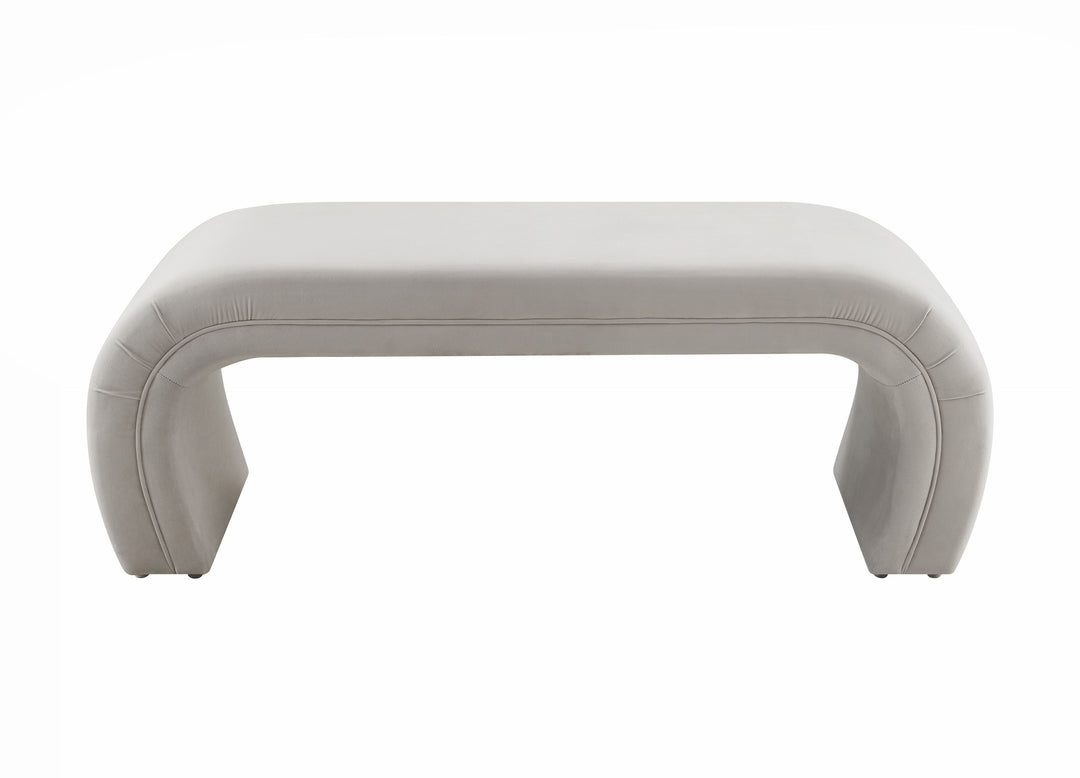 American Home Furniture | TOV Furniture - Kenya Light Grey Velvet Bench