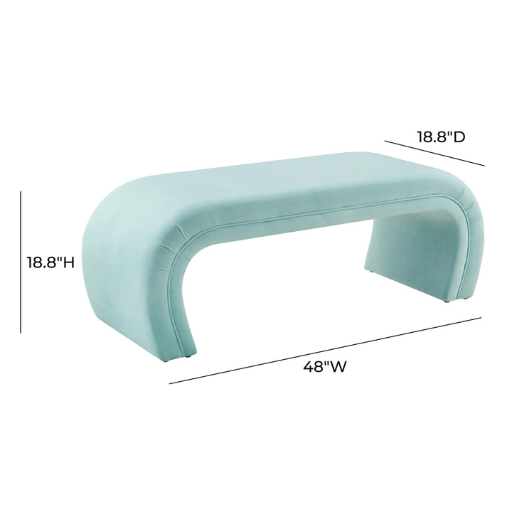 TOV Furniture Kenya Bright Blue Velvet Bench BENCHES