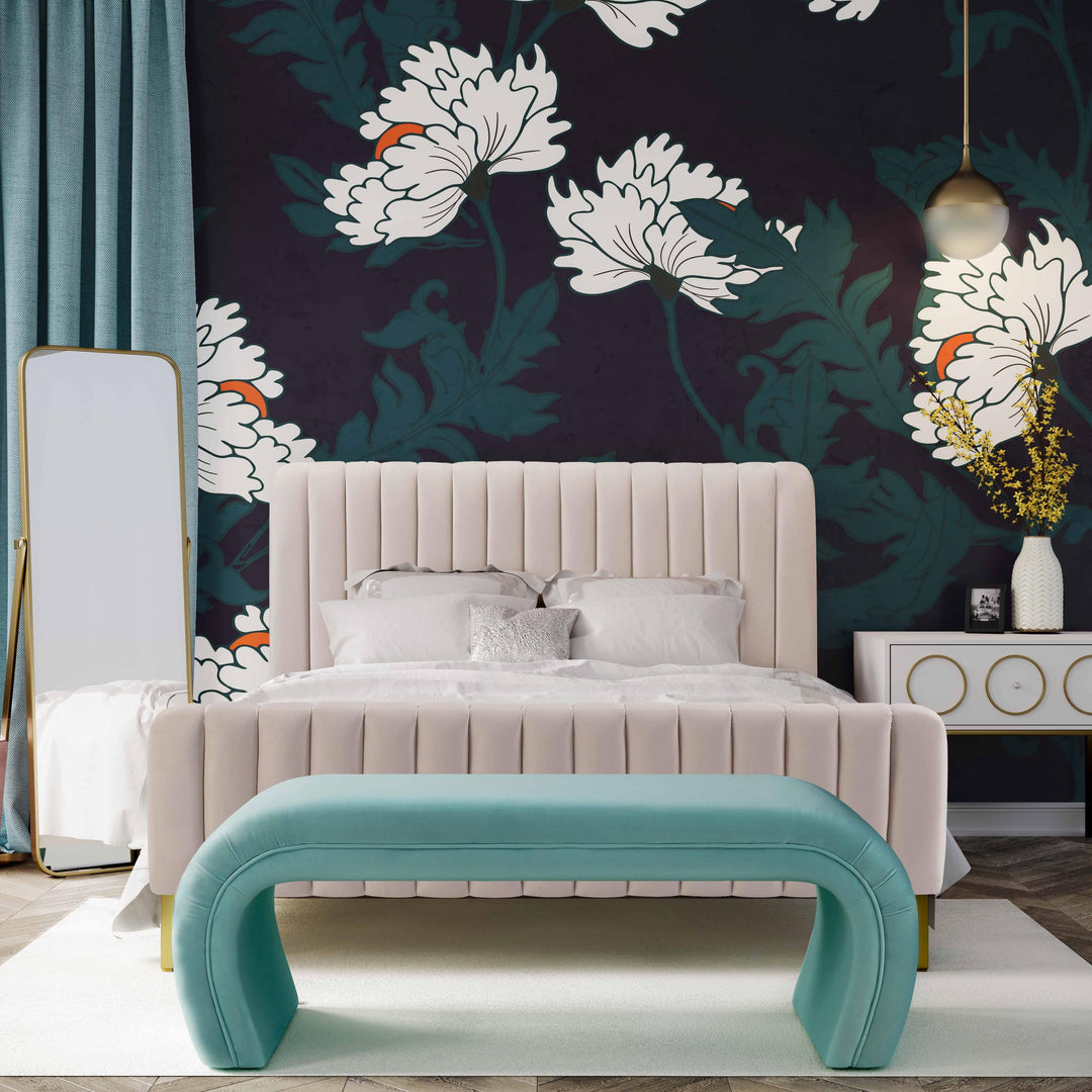 TOV Furniture Kenya Bright Blue Velvet Bench BENCHES