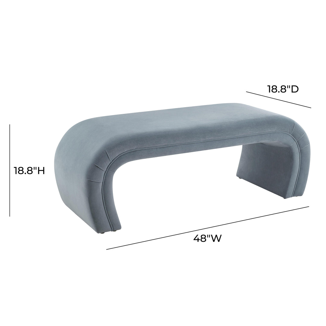 TOV Furniture Kenya Sea Blue Velvet Bench BENCHES