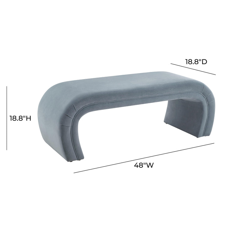 TOV Furniture Kenya Sea Blue Velvet Bench BENCHES