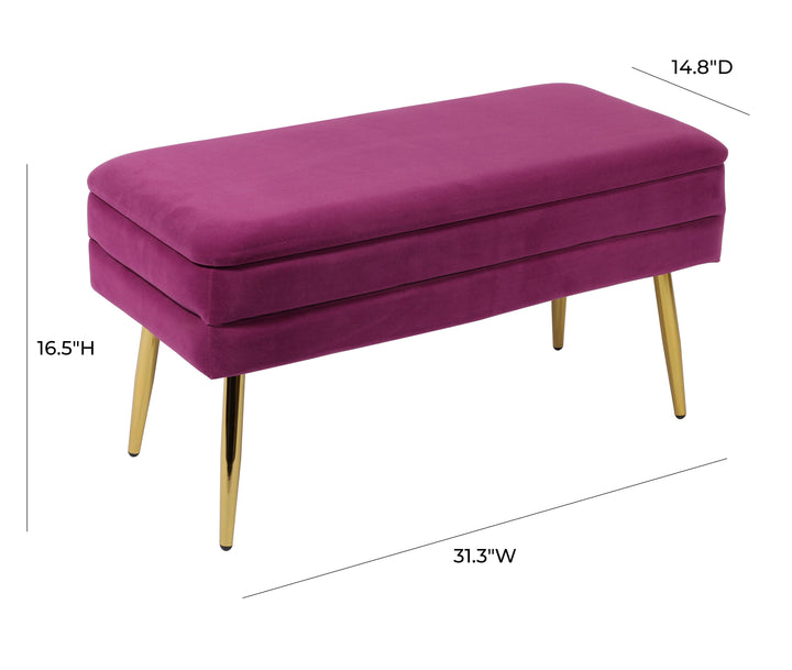 American Home Furniture | TOV Furniture - Ziva Plum Velvet Storage Bench