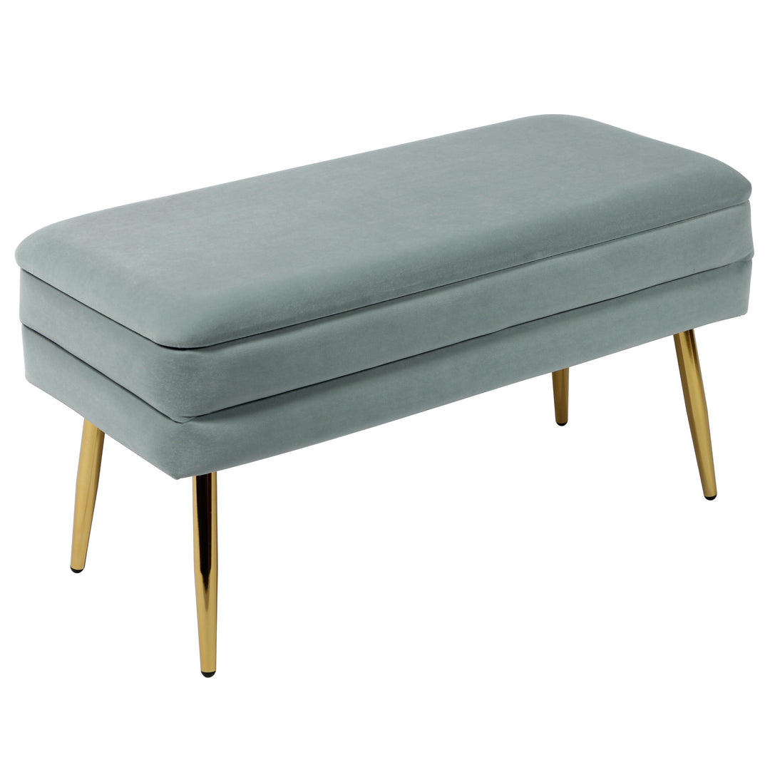 American Home Furniture | TOV Furniture - Ziva Sea Blue Velvet Storage Bench