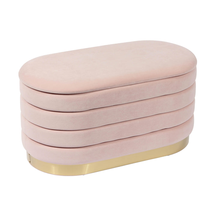 American Home Furniture | TOV Furniture - Lillian Blush Velvet Storage Bench