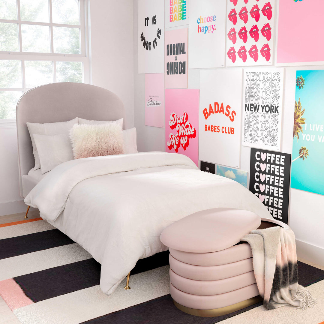 TOV Furniture Lillian Blush Velvet Storage Bench BENCHES