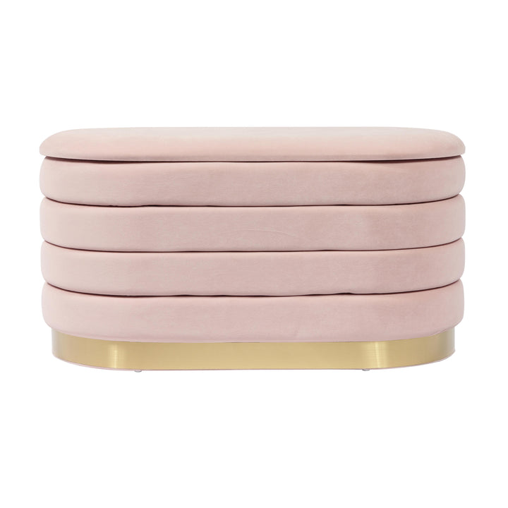 American Home Furniture | TOV Furniture - Lillian Blush Velvet Storage Bench