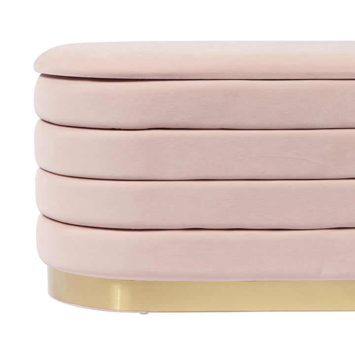 American Home Furniture | TOV Furniture - Lillian Blush Velvet Storage Bench