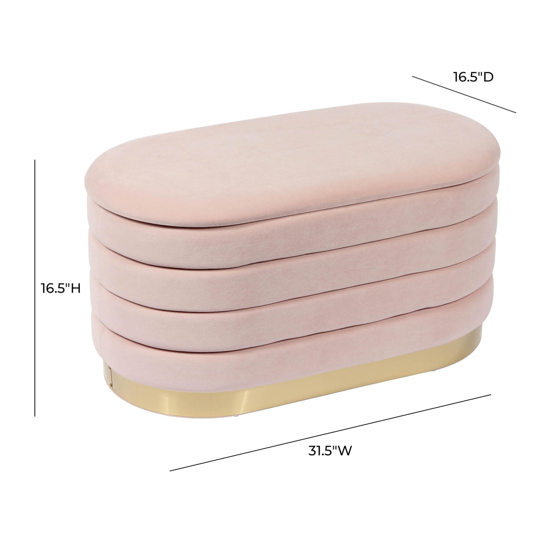 TOV Furniture Lillian Blush Velvet Storage Bench BENCHES