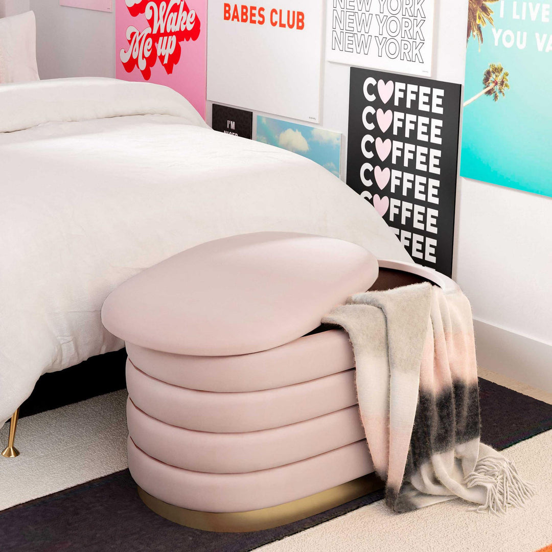 TOV Furniture Lillian Blush Velvet Storage Bench BENCHES