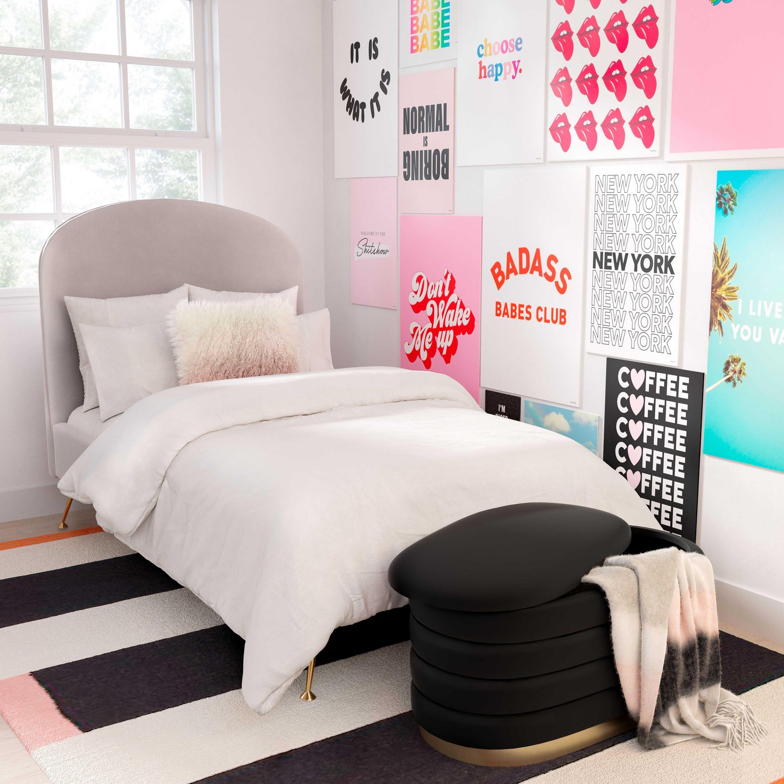 TOV Furniture Lillian Black Velvet Storage Bench BENCHES
