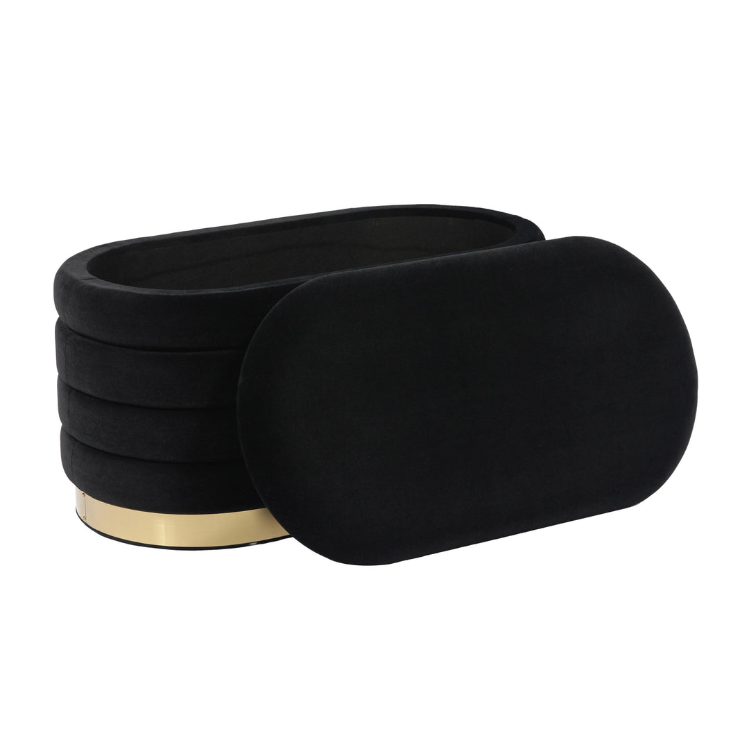 TOV Furniture Lillian Black Velvet Storage Bench BENCHES