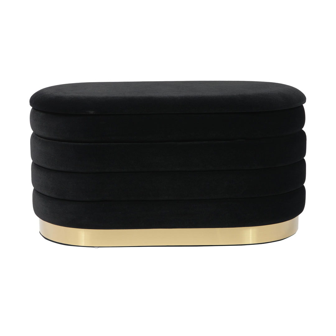 TOV Furniture Lillian Black Velvet Storage Bench BENCHES