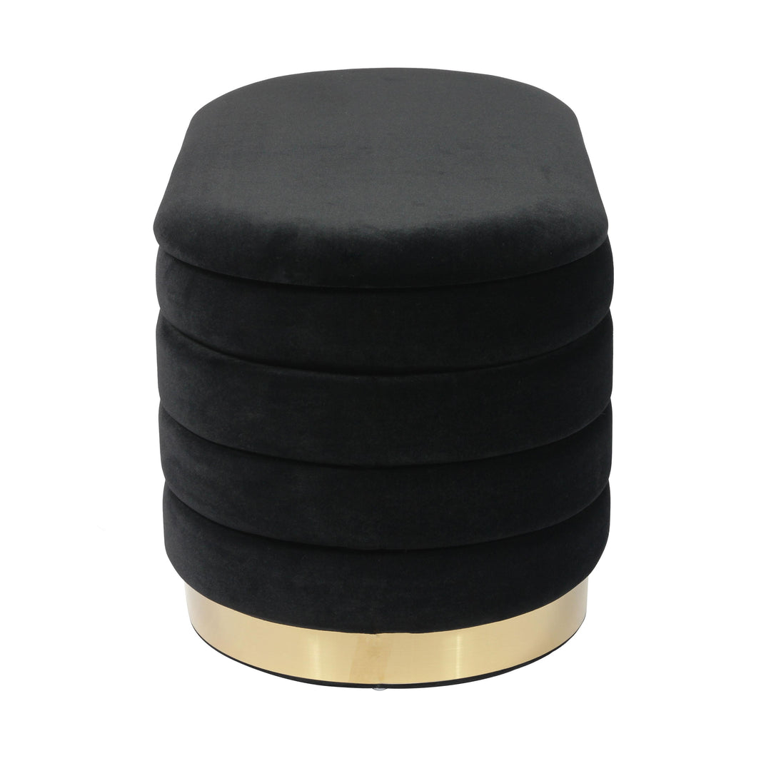 TOV Furniture Lillian Black Velvet Storage Bench BENCHES
