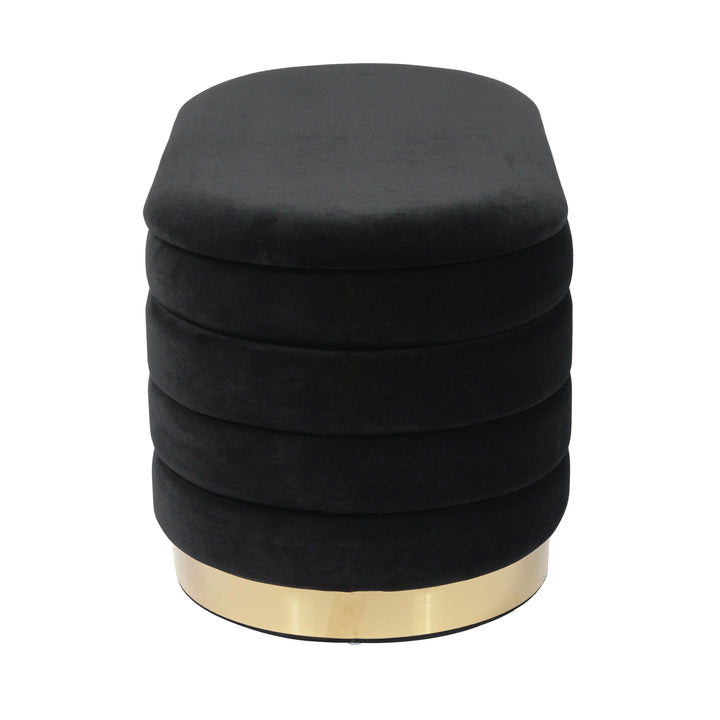 TOV Furniture Lillian Black Velvet Storage Bench BENCHES
