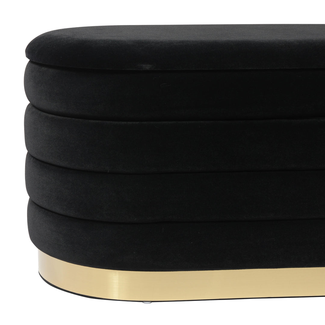 TOV Furniture Lillian Black Velvet Storage Bench BENCHES