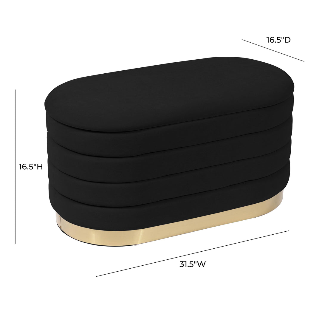 TOV Furniture Lillian Black Velvet Storage Bench BENCHES
