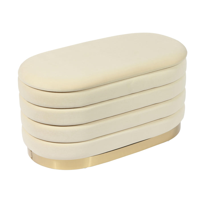 American Home Furniture | TOV Furniture - Lillian Cream Velvet Storage Bench