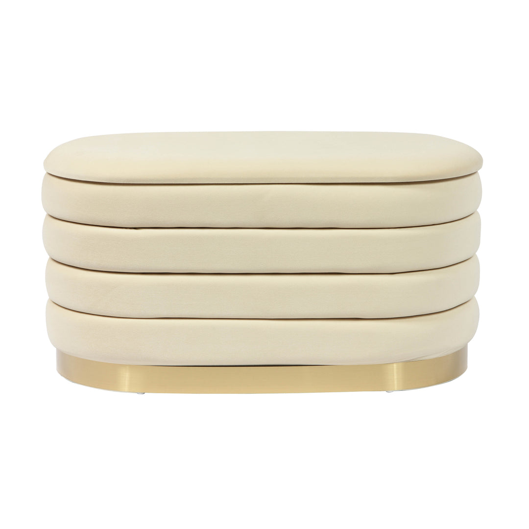 American Home Furniture | TOV Furniture - Lillian Cream Velvet Storage Bench