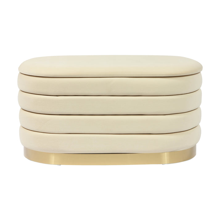 American Home Furniture | TOV Furniture - Lillian Cream Velvet Storage Bench