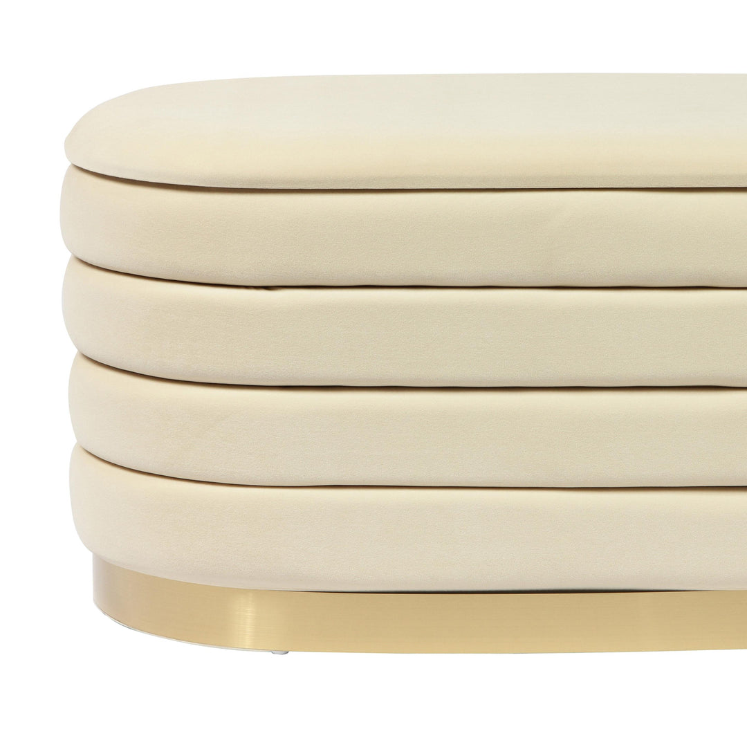 American Home Furniture | TOV Furniture - Lillian Cream Velvet Storage Bench