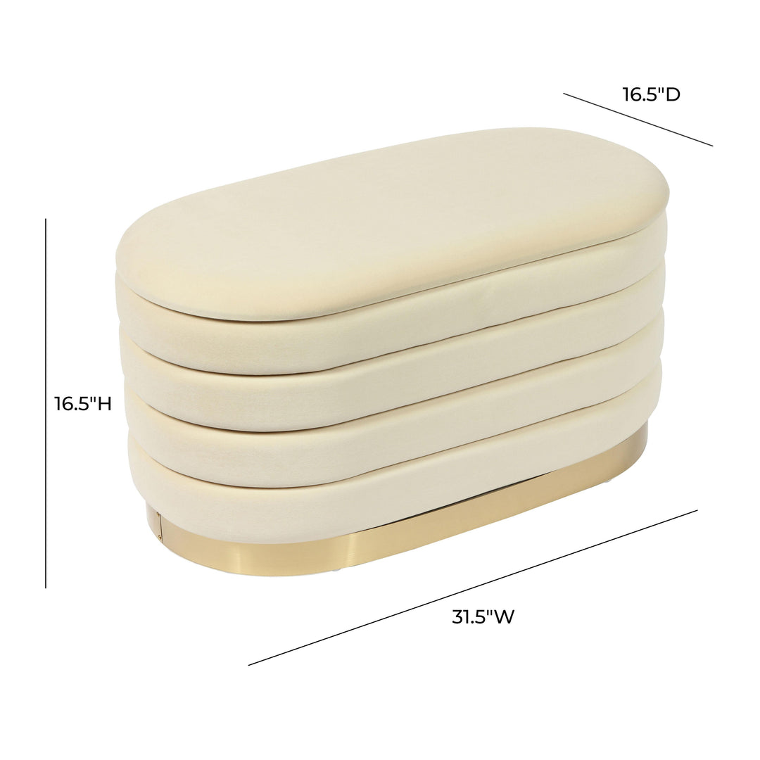 American Home Furniture | TOV Furniture - Lillian Cream Velvet Storage Bench