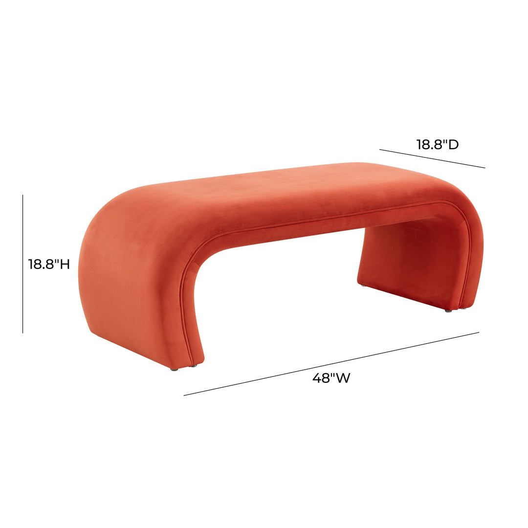 American Home Furniture | TOV Furniture - Kenya Red Rocks Velvet Bench