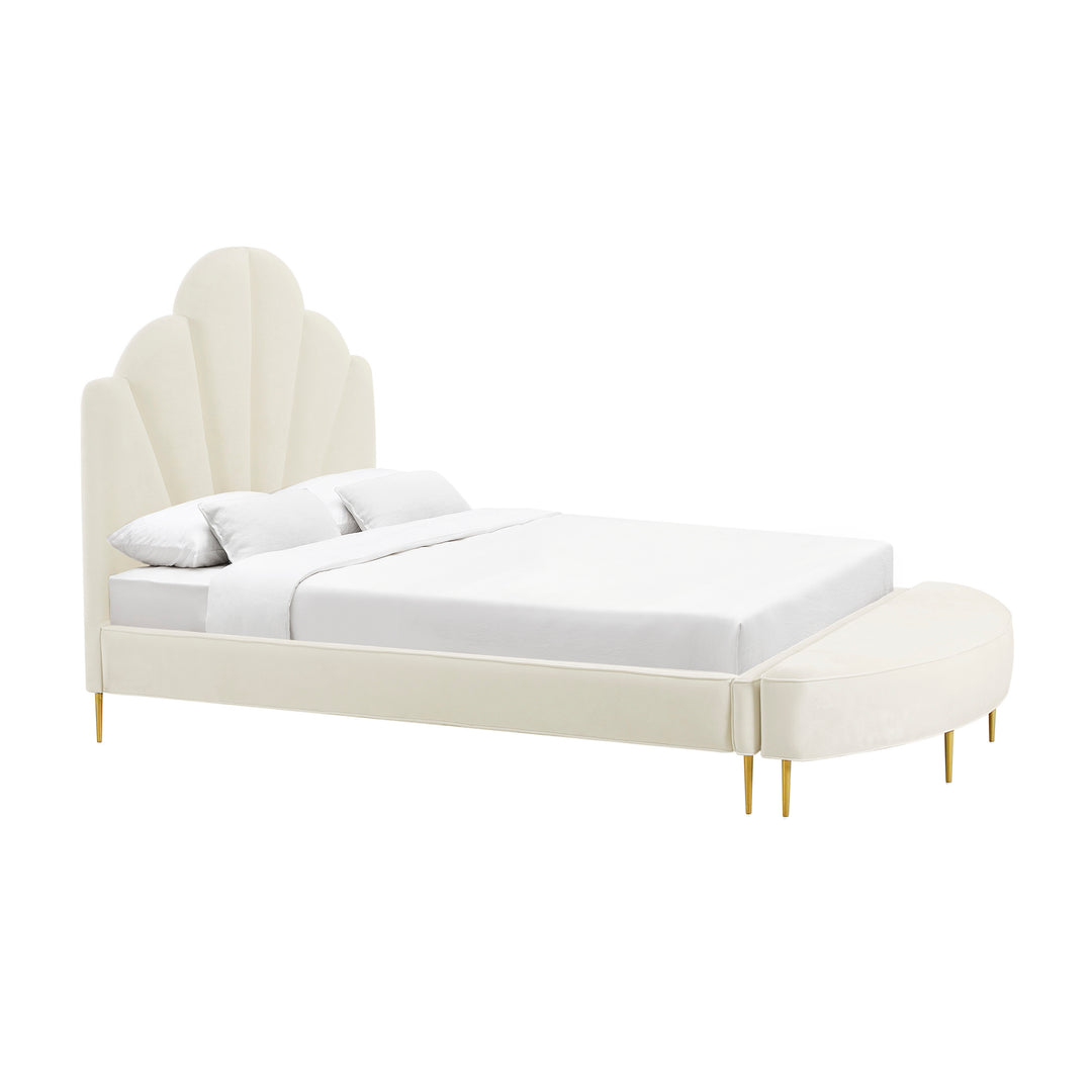 American Home Furniture | TOV Furniture - Bianca Cream Velvet King Bench