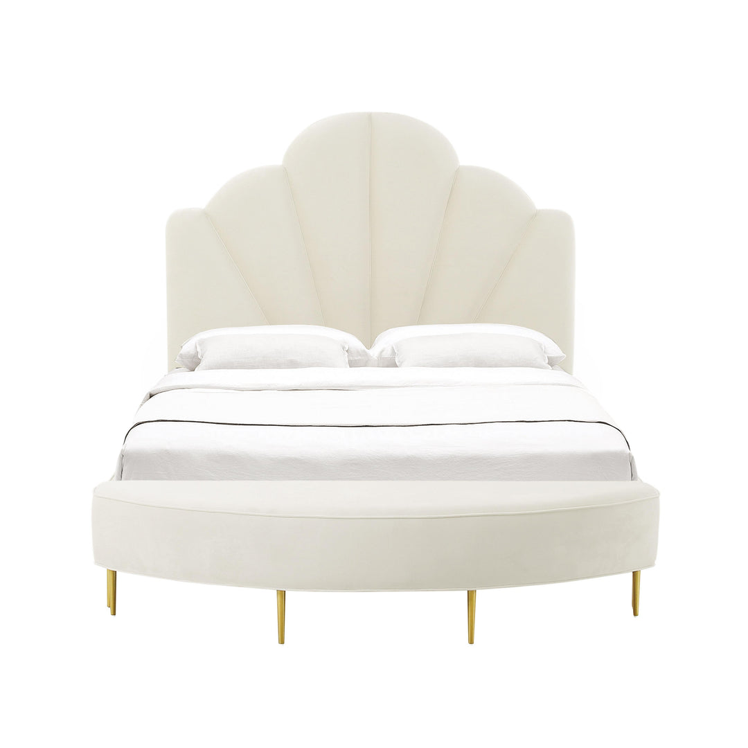 American Home Furniture | TOV Furniture - Bianca Cream Velvet Queen Bench