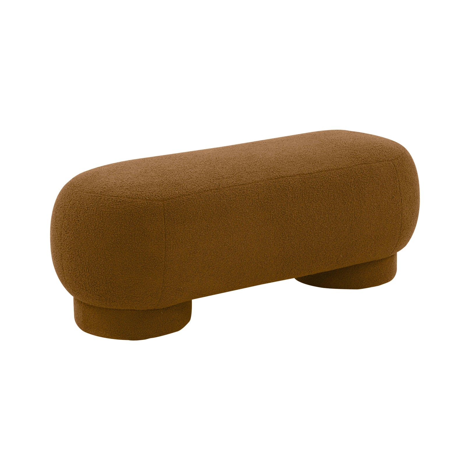 TOV Furniture Mara Cinnamon Brown Vegan Shearling Ottoman OTTOMANS, POUFS, + STOOLS