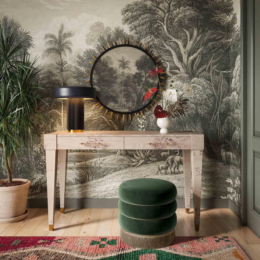 American Home Furniture | TOV Furniture - Lakka Green Velvet Ottoman