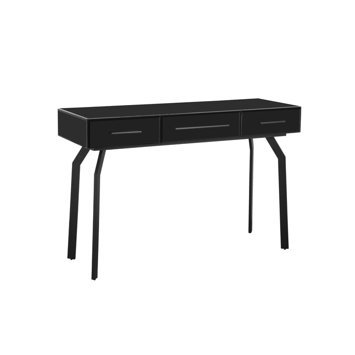 American Home Furniture | TOV Furniture - Santana Black Glass Desk Console Table