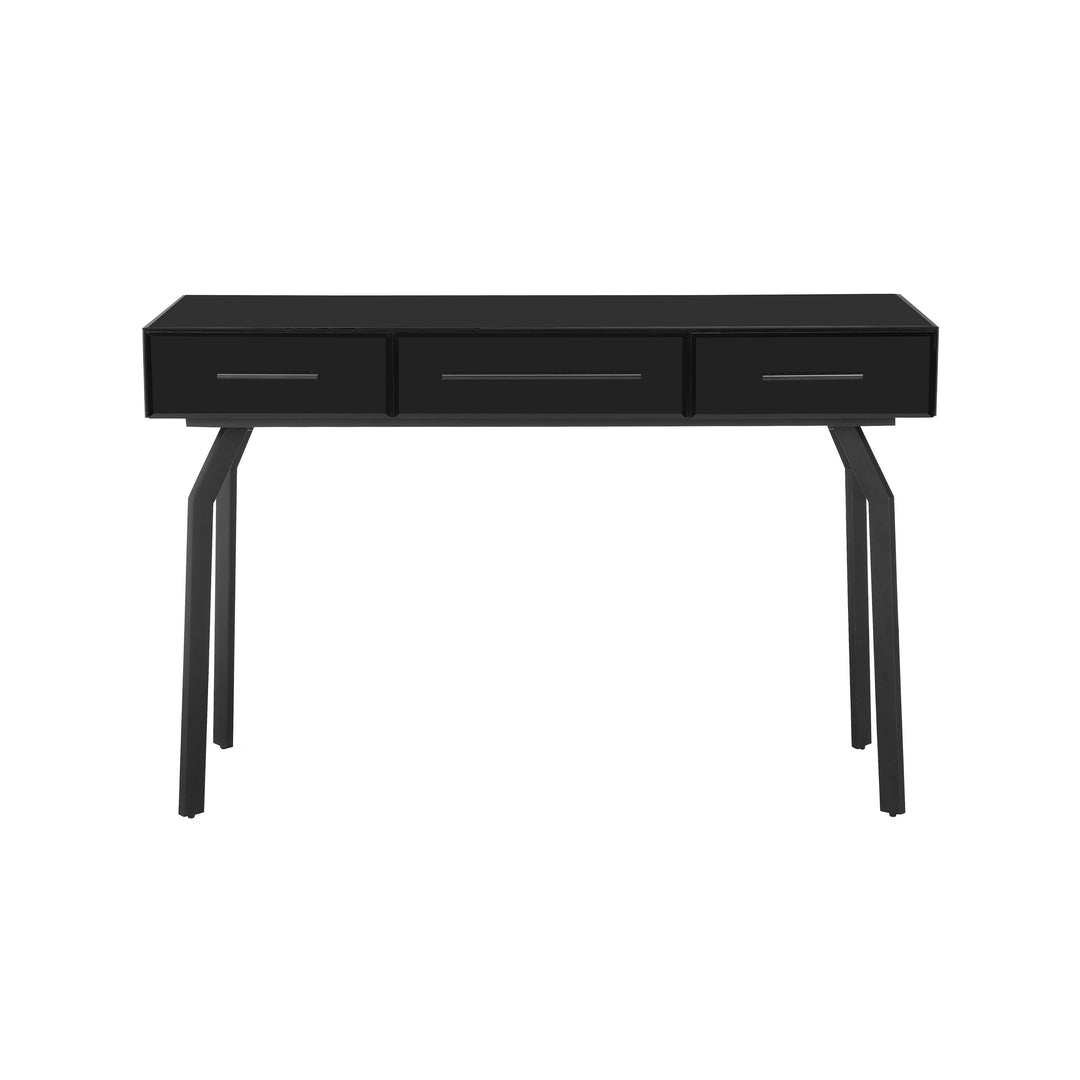 American Home Furniture | TOV Furniture - Santana Black Glass Desk Console Table