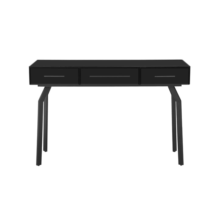 American Home Furniture | TOV Furniture - Santana Black Glass Desk Console Table