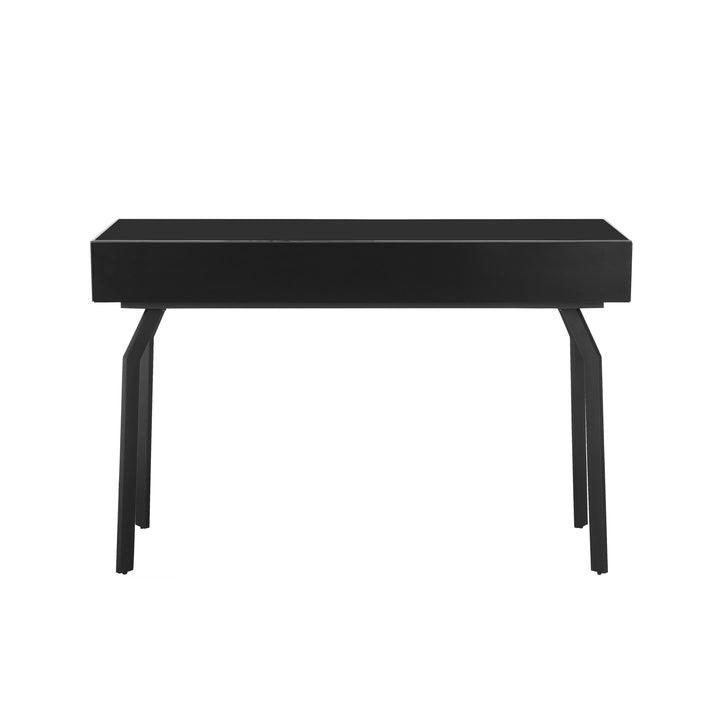 American Home Furniture | TOV Furniture - Santana Black Glass Desk Console Table