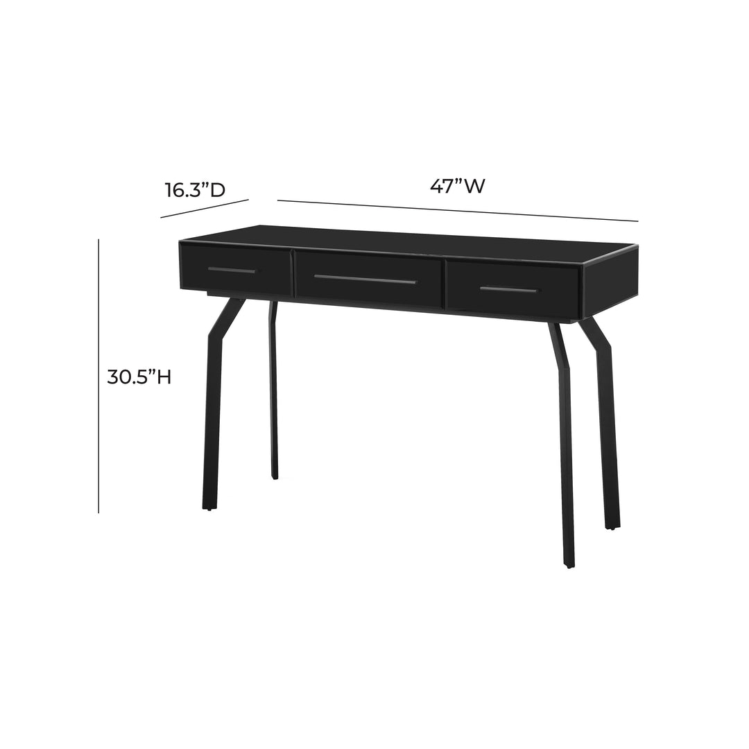 American Home Furniture | TOV Furniture - Santana Black Glass Desk Console Table