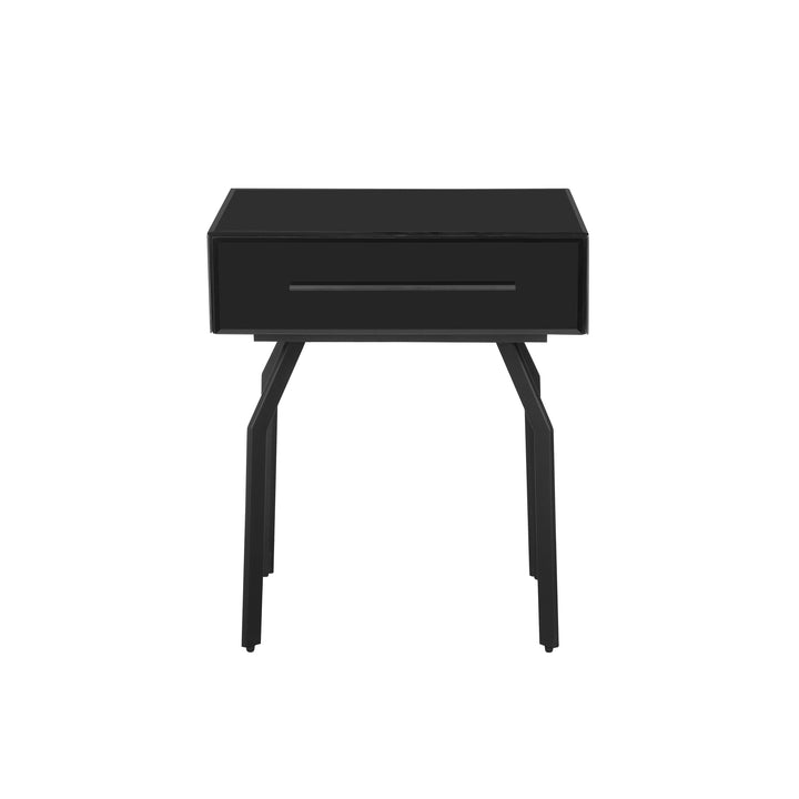 American Home Furniture | TOV Furniture - Santana Black Glass Side Table