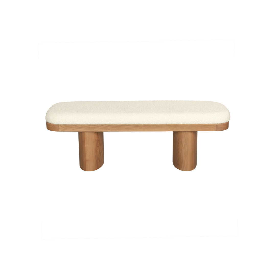 TOV Furniture Ollie White Boucle Wooden Bench BENCHES