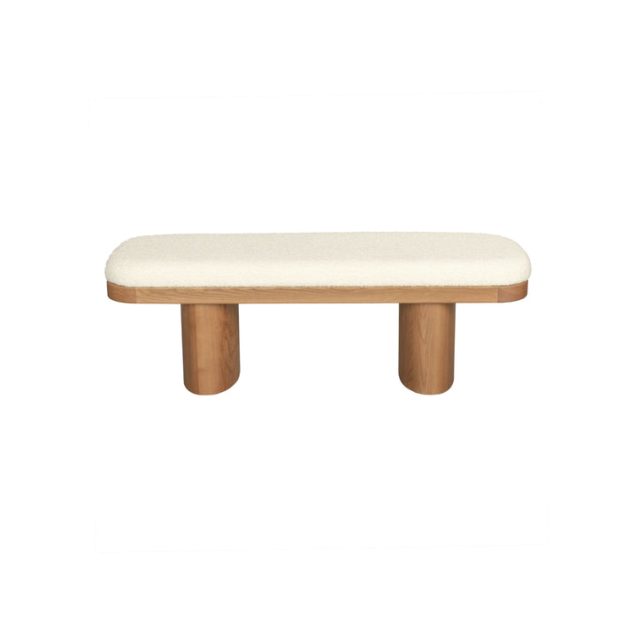 TOV Furniture Ollie White Boucle Wooden Bench BENCHES