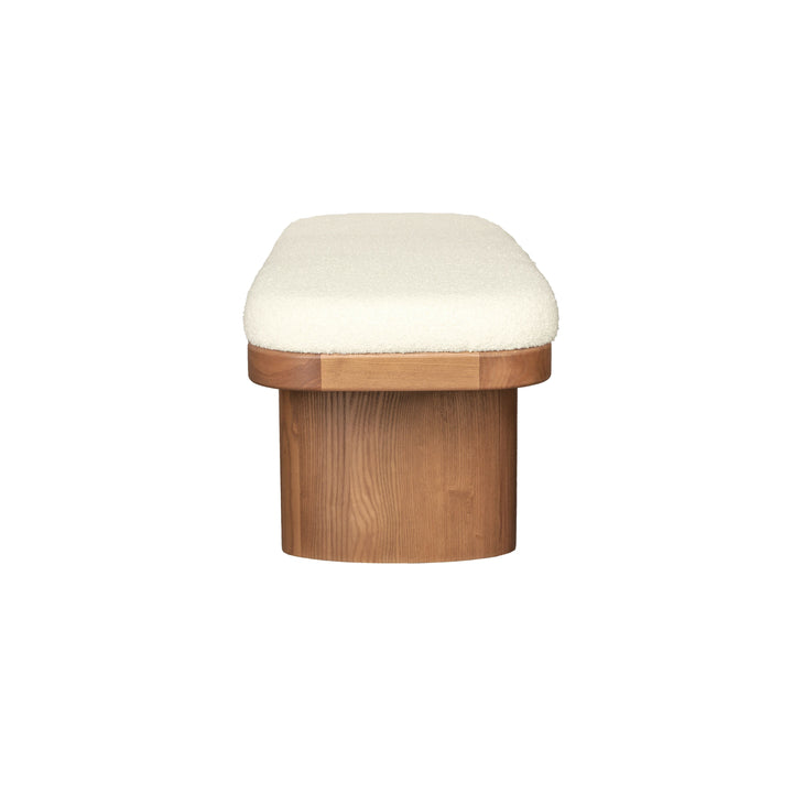 TOV Furniture Ollie White Boucle Wooden Bench BENCHES