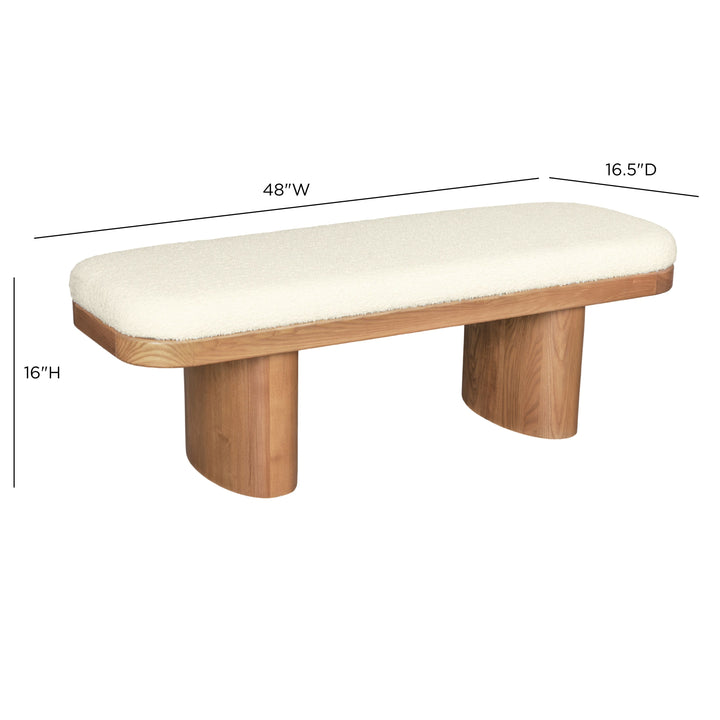 TOV Furniture Ollie White Boucle Wooden Bench BENCHES
