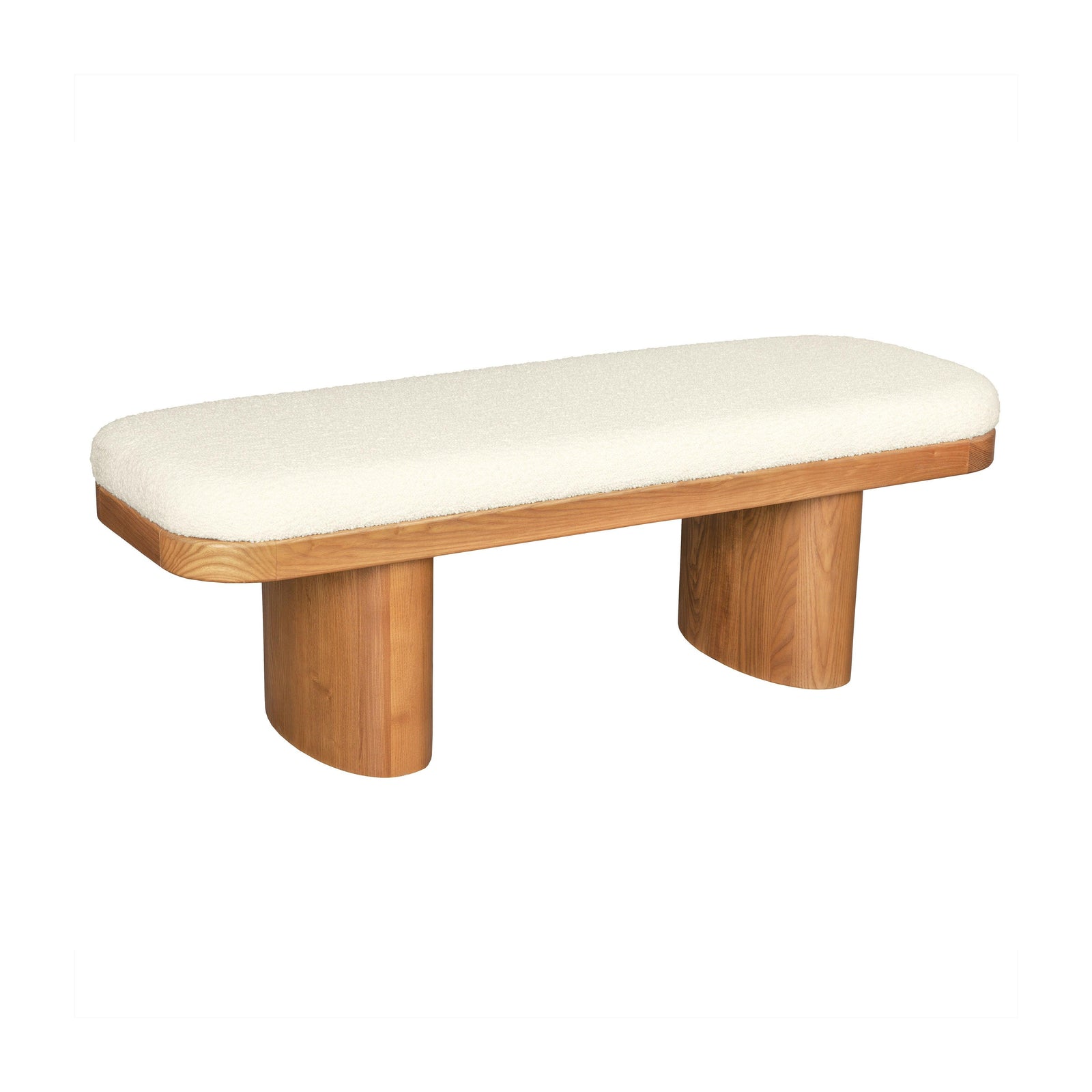 TOV Furniture Ollie White Boucle Wooden Bench BENCHES
