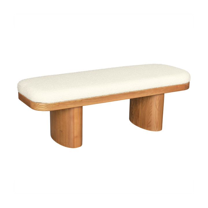 American Home Furniture | TOV Furniture - Ollie White Boucle Wooden Bench