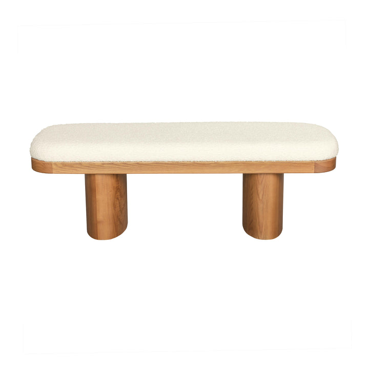 American Home Furniture | TOV Furniture - Ollie White Boucle Wooden Bench