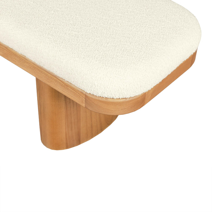 American Home Furniture | TOV Furniture - Ollie White Boucle Wooden Bench