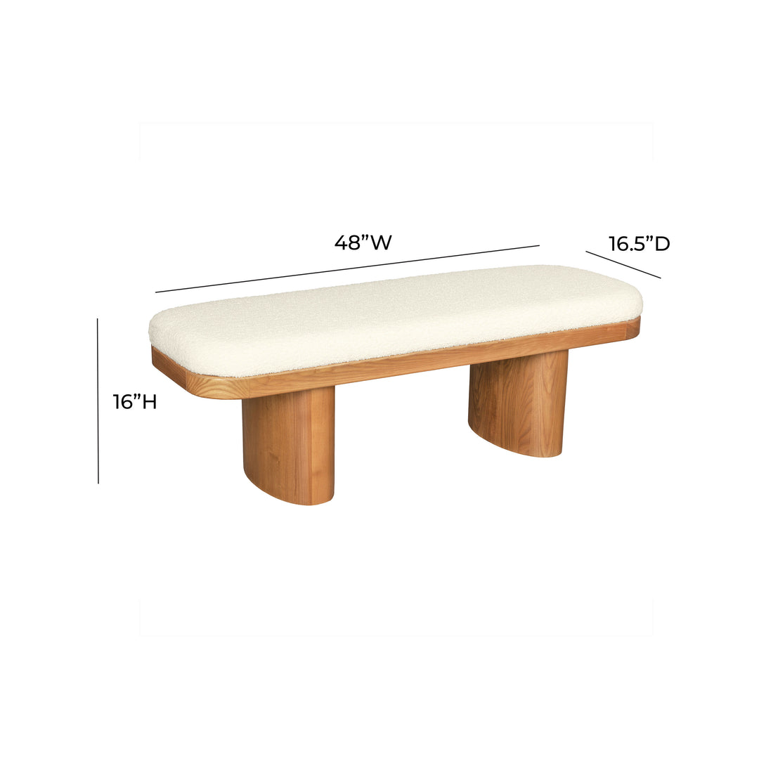 American Home Furniture | TOV Furniture - Ollie White Boucle Wooden Bench