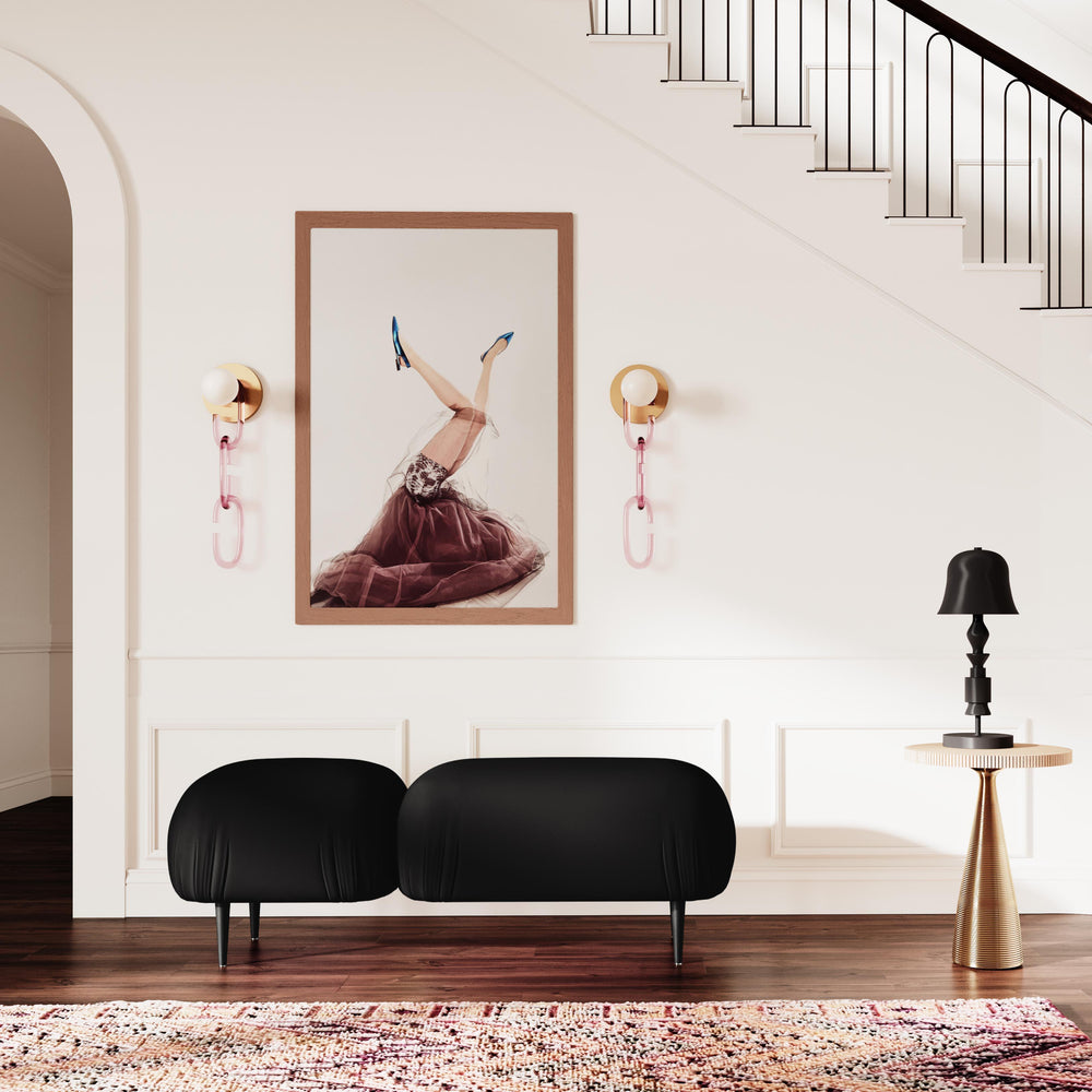 American Home Furniture | TOV Furniture - Adalynn Black Vegan Leather Bench