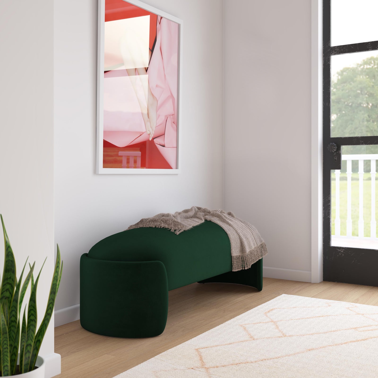 TOV Furniture Toledo Forest Green Velvet Bench BENCHES