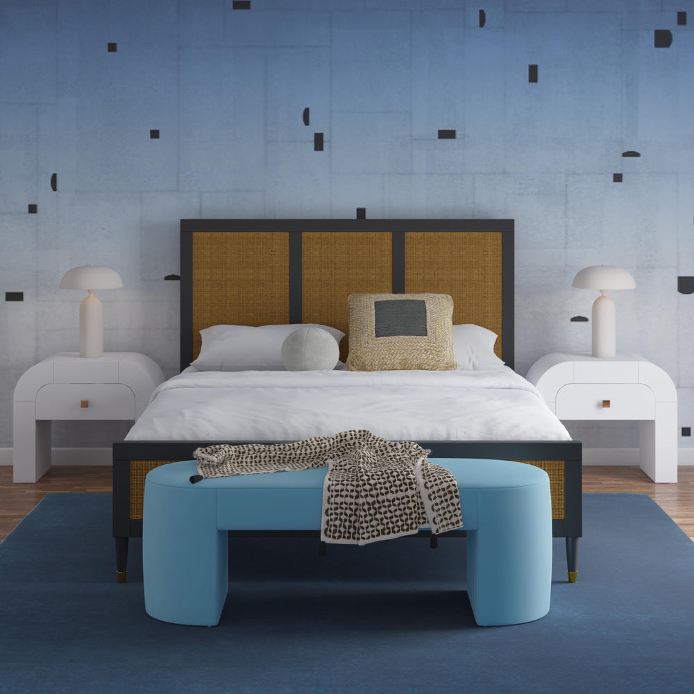 American Home Furniture | TOV Furniture - Elena Light Blue Velvet Bench